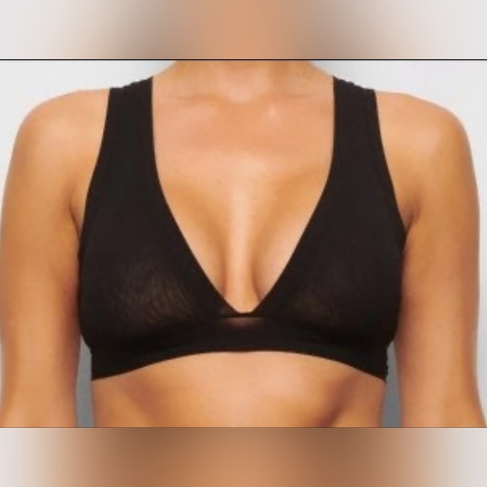 SKIMS Summer Mesh Plunge Bralette/XXS/ NWT/ ONYX
